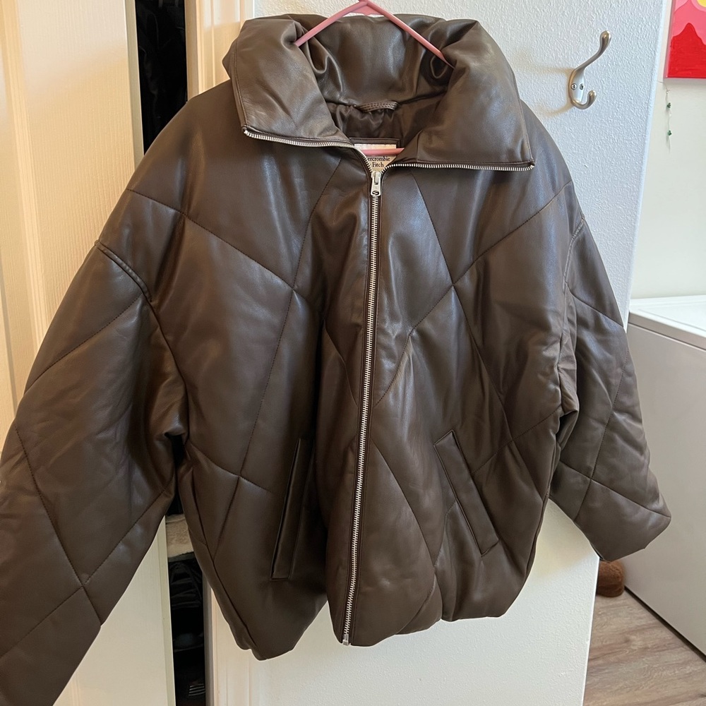 Abercrombie Oversized Vegan Leather Jacket